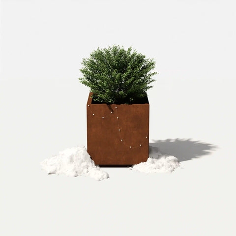 corten cube planter