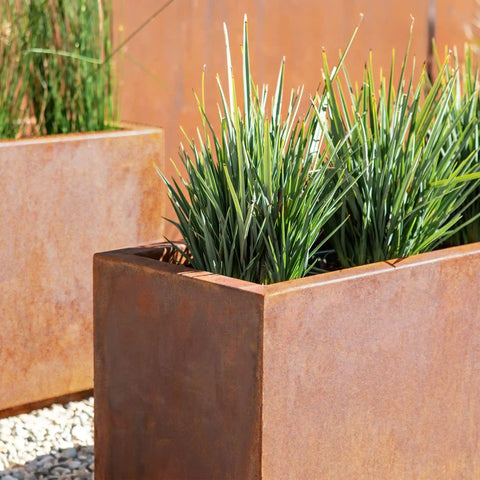 corten long box planter