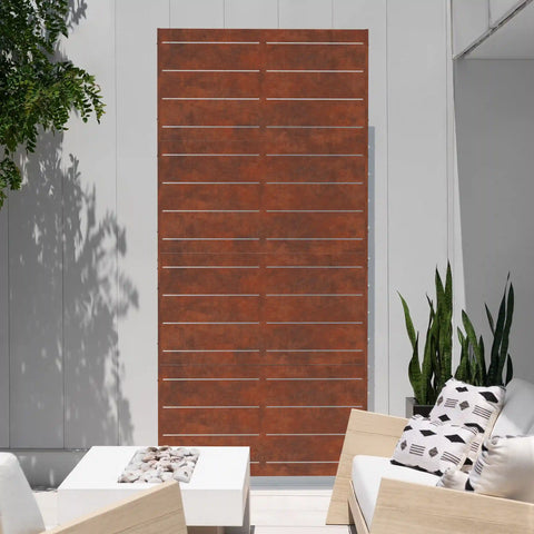 corten linear privacy screen set