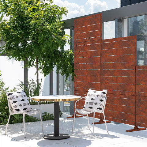 corten linear privacy screen set