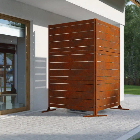 corten linear privacy screen set