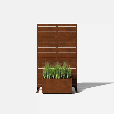 corten linear privacy screen set