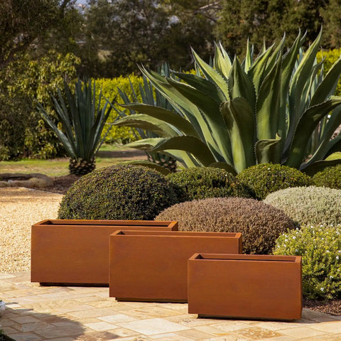 corten long box planter