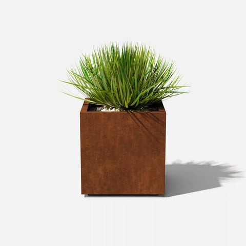 corten cube planter
