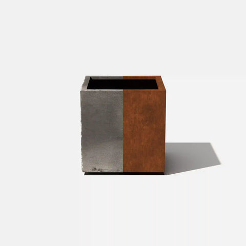 corten cube planter