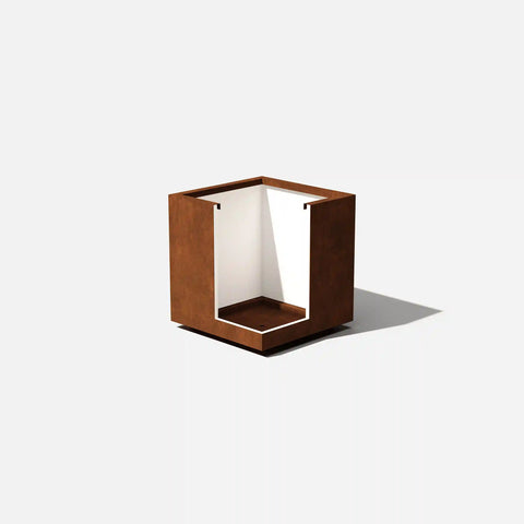 corten cube planter