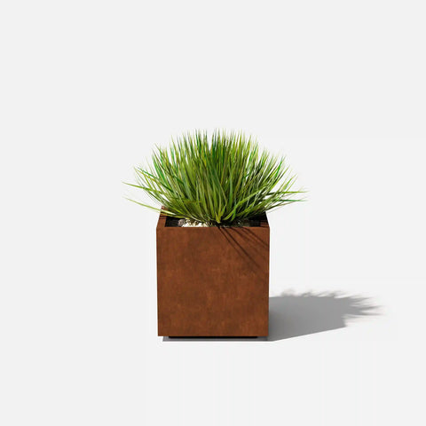 corten cube planter