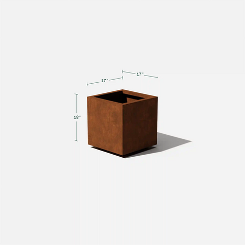 corten cube planter