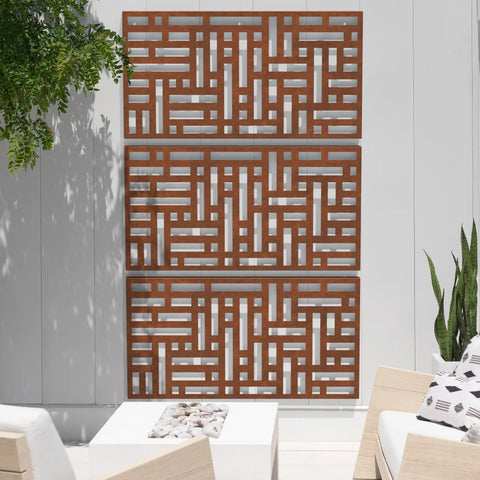 corten blocks privacy screen set