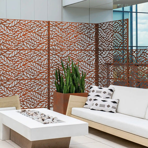 corten flowleaf privacy screen set