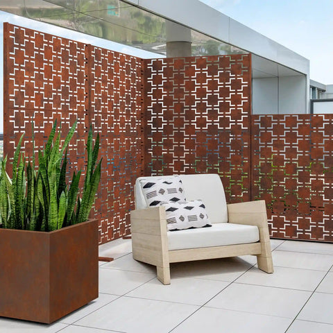 corten quadra privacy screen set