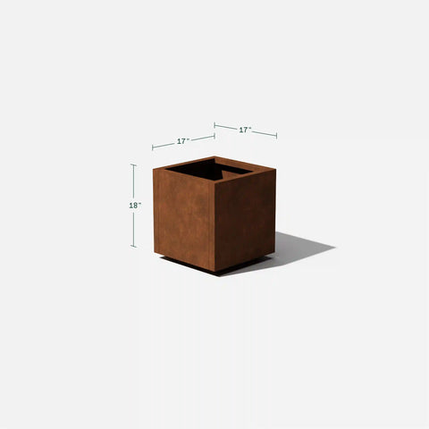 corten cube planter